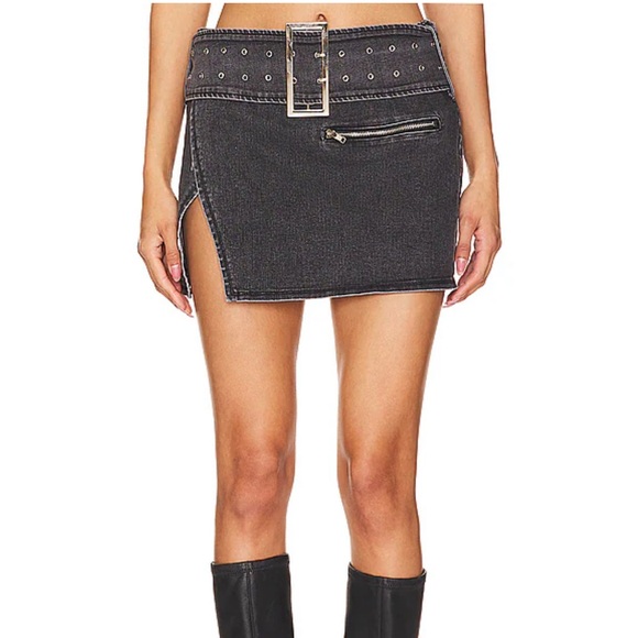 NEW NWT BY.DYLN Zeddy Skirt in Vintage Black Denim - Picture 1 of 5